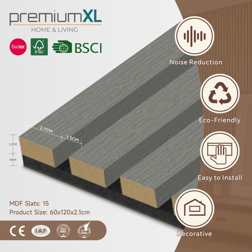 Conjunto de 8x painéis acústicos de parede 3D Vang MDF 120x60x2 cm (5,76 m²) - Carvalho cinzento claro NEU.HOLZ