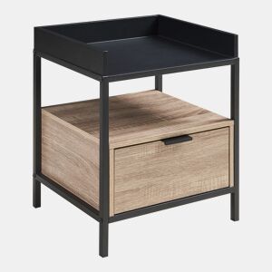 Mesa de cabeceira Belana com gaveta 51x40x35 cm pretocarvalho en.casa