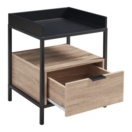 Mesa de cabeceira Belana com gaveta 51x40x35 cm pretocarvalho en.casa