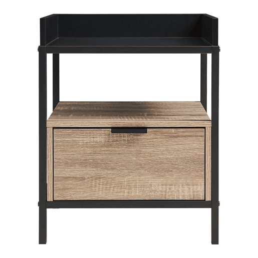 Mesa de cabeceira Belana com gaveta 51x40x35 cm pretocarvalho en.casa