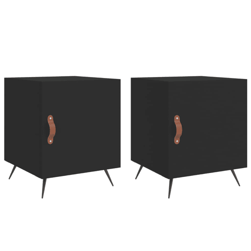 Lote de 2 Mesas De Cabeceira Mesinhas De Cabeceira - 40x40x50 cm derivados de madeira preto