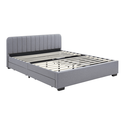 Cama estofada Nofrenna com 4 gavetas MDF 160x200 cm Cinzento en.casa