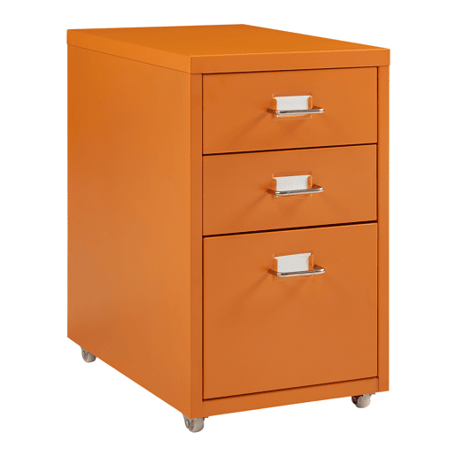 Armário de arquivo móvel Kökar com 3 gavetas aço 48x28x41 cm Laranja en.casa