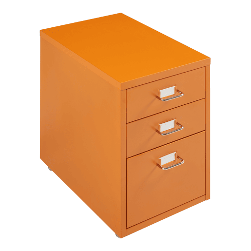Armário de arquivo móvel Kökar com 3 gavetas aço 48x28x41 cm Laranja en.casa