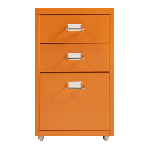 Armário de arquivo móvel Kökar com 3 gavetas aço 48x28x41 cm Laranja en.casa
