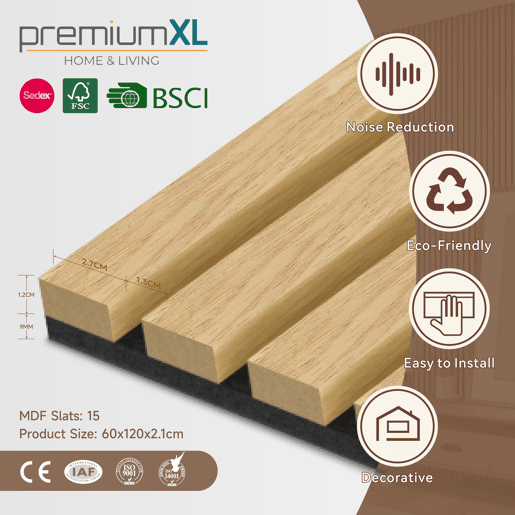 Conjunto de 12x painéis acústicos de parede 3D Vang MDF 120x60x2 cm (8,64 m²) - carvalho claro NEU.HOLZ