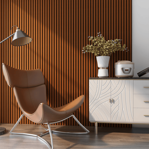 Conjunto de 12x painéis acústicos de parede 3D Vang MDF 120x60x2 cm (8,64 m²) - Teca NEU.HOLZ