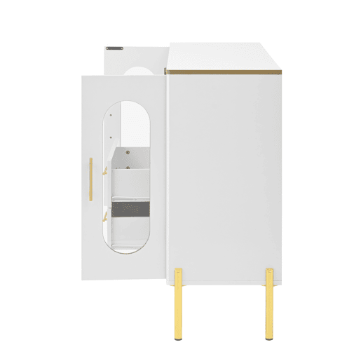 Aparador 150x40x75 cm - Frentes em vidro e vinoteca - Branco