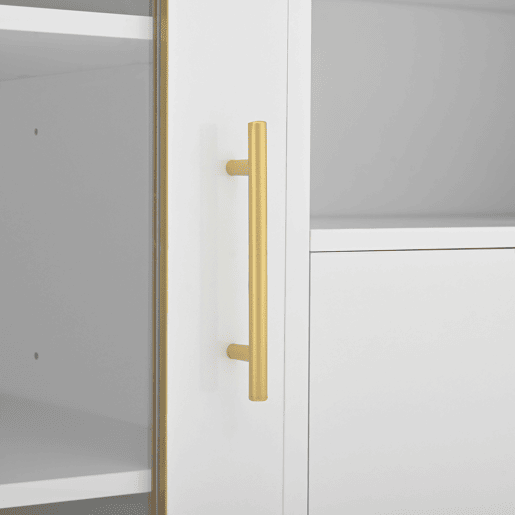 Aparador 150x40x75 cm - Frentes em vidro e vinoteca - Branco