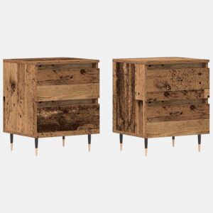 Lote de 2 Mesa De Cabeceira - Mesinha De Cabeceira Madeira antiga 40 x 35 x 50 cm