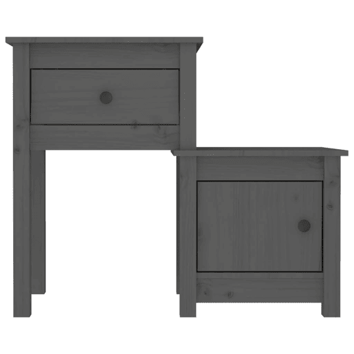 Mesa De Cabeceira - Mesinha De Cabeceira 79,5x38x65,5 cm madeira pinho maciça cinzento