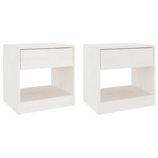 Lote de 2 Mesas De Cabeceira - Mesinhas De Cabeceira 40x31x40 cm pinho maciço branco