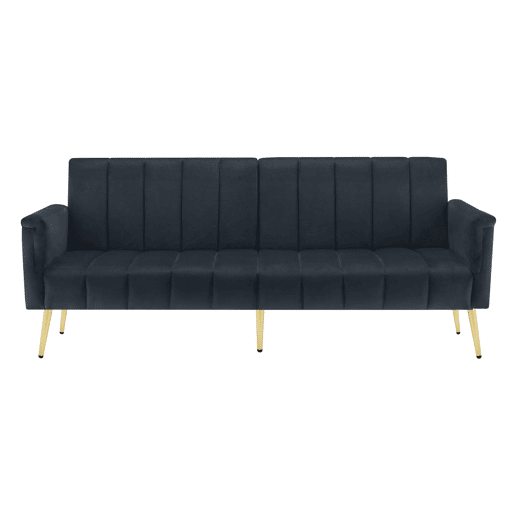 Sofá-cama moderno dobrável - com pés adicionais, com função de cama, em veludo - Preto