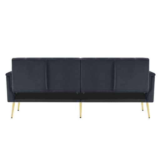 Sofá-cama moderno dobrável - com pés adicionais, com função de cama, em veludo - Preto