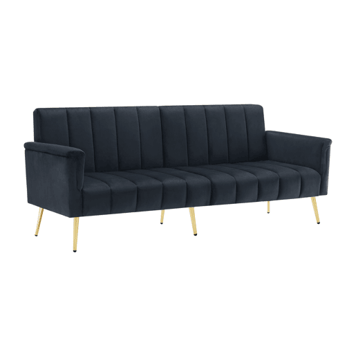 Sofá-cama moderno dobrável - com pés adicionais, com função de cama, em veludo - Preto