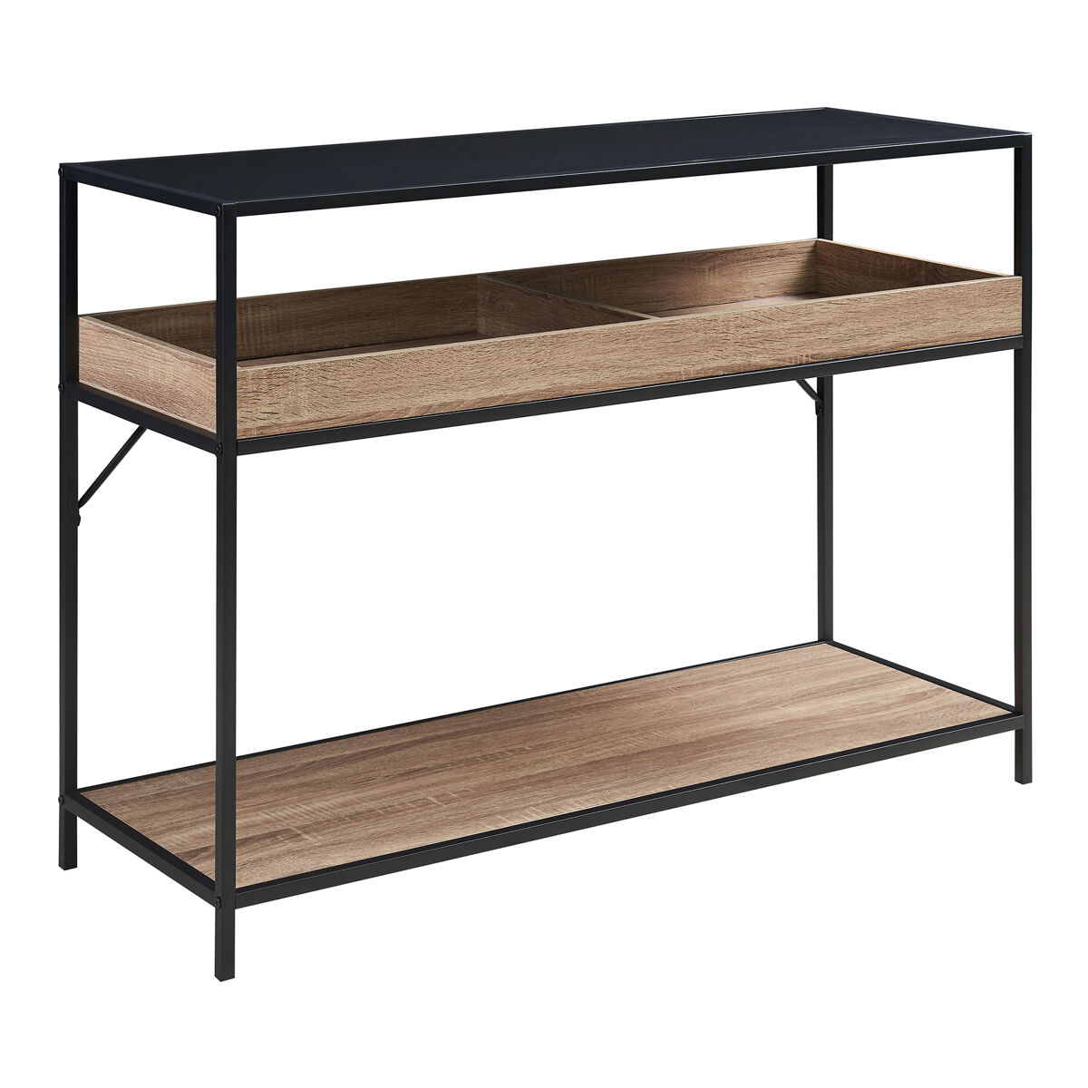 Mesa consola belana 100x30x75 cm - negro/efecto roble