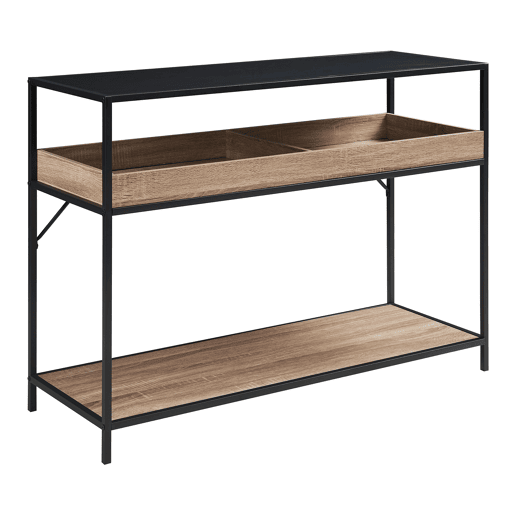 Mesa de consola Belana 2 compartimentos 110x40x80 cm pretocarvalho en.casa