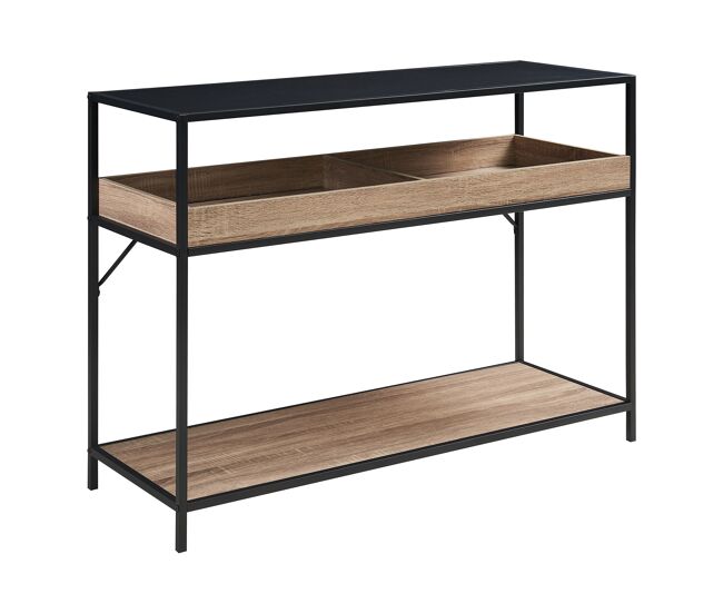 Mesa consola belana 100x30x75 cm - negro/efecto roble