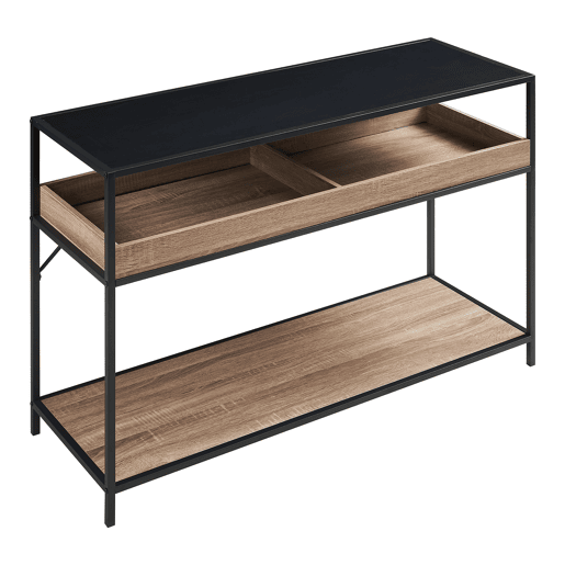 Mesa de consola Belana 2 compartimentos 110x40x80 cm pretocarvalho en.casa