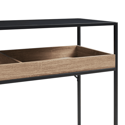 Mesa de consola Belana 2 compartimentos 110x40x80 cm pretocarvalho en.casa