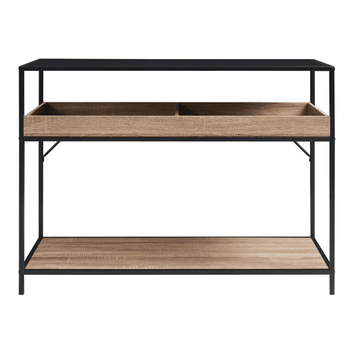 Mesa de consola Belana 2 compartimentos 110x40x80 cm pretocarvalho en.casa