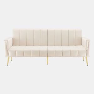Sofá-cama dobrável moderno de 2 lugares - com função de cama, com pés auxiliares, tecido de veludo - Bege