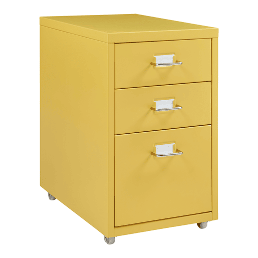 Armário de arquivo móvel Kökar com 3 gavetas aço 48x28x41 cm Amarelo en.casa
