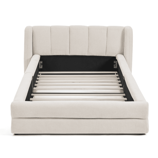 Cama individual 90x200 cm - Tecido chenille macio, encosto confortável, adequada para crianças - Bege