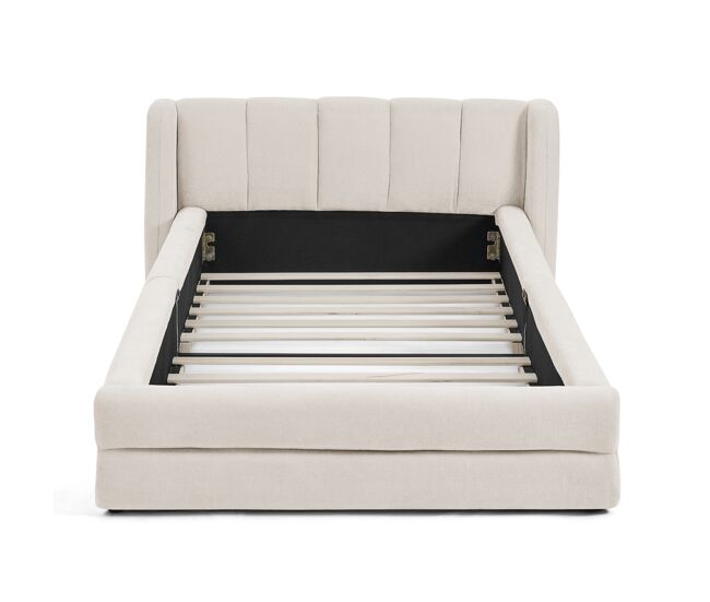 Cama individual 90x200 cm - tejido chenilla suave, respaldo cómodo, apta para niños - beige