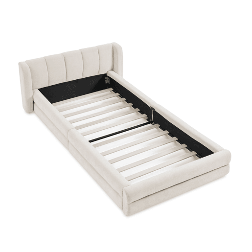 Cama individual 90x200 cm - Tecido chenille macio, encosto confortável, adequada para crianças - Bege