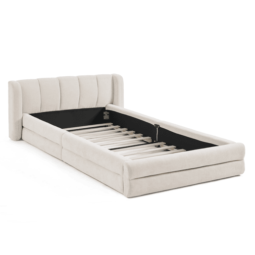 Cama individual 90x200 cm - Tecido chenille macio, encosto confortável, adequada para crianças - Bege