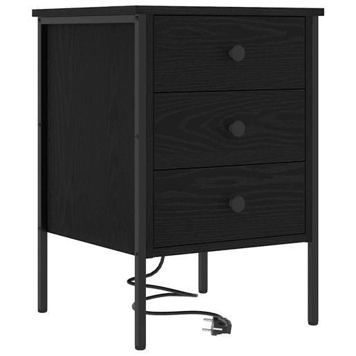 Mesa De Cabeceira - Mesinha De Cabeceira com gaveta Carvalho preto 42 x 41 x 61 cm