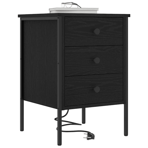 Mesa De Cabeceira - Mesinha De Cabeceira com gaveta Carvalho preto 42 x 41 x 61 cm