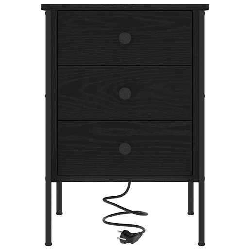 Mesa De Cabeceira - Mesinha De Cabeceira com gaveta Carvalho preto 42 x 41 x 61 cm