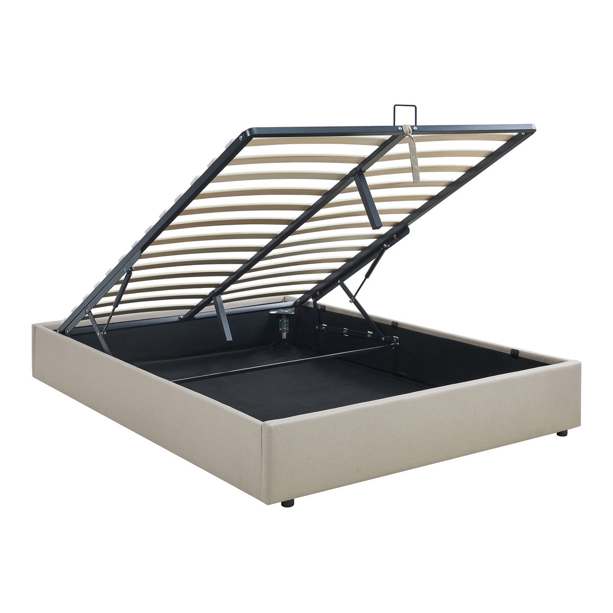 Cama matrimonio Nola somier abatible lino 141x206 Beige