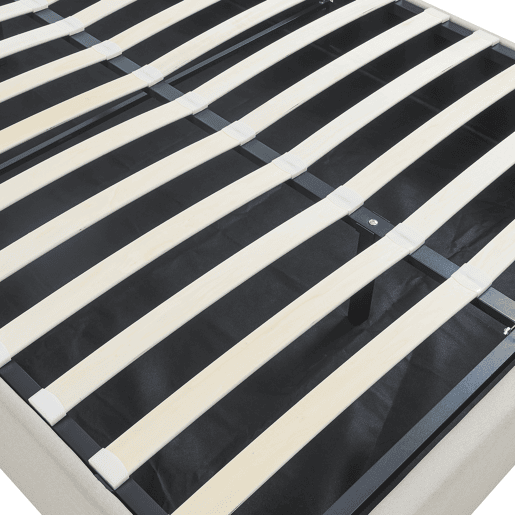 Cama estofada Nola com estrado 140x200 cm linho Bege en.casa
