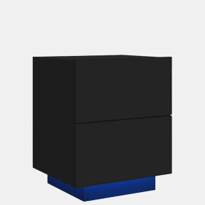 Mesa De Cabeceira - Mesinha De Cabeceira com luzes LED derivados de madeira preto