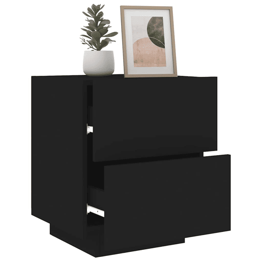 Mesa De Cabeceira - Mesinha De Cabeceira com luzes LED derivados de madeira preto
