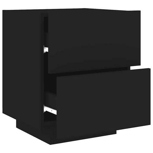 Mesa De Cabeceira - Mesinha De Cabeceira com luzes LED derivados de madeira preto