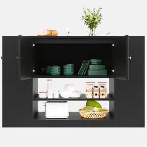 Ilha de cozinha moderna - armário de cozinha com gavetas e prateleiras - cor preta