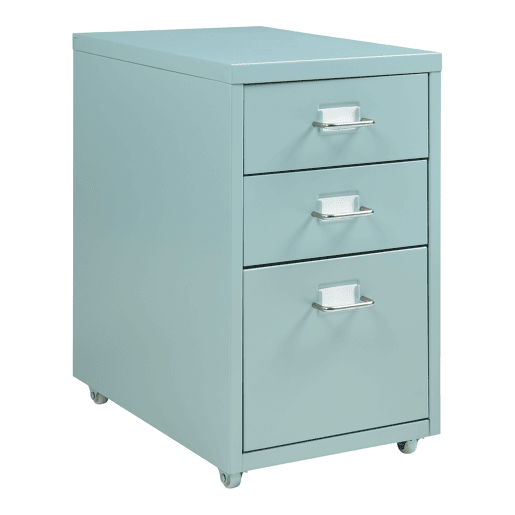 Armário de arquivo móvel Kökar com 3 gavetas aço 48x28x41 cm Verde en.casa