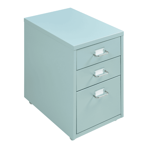 Armário de arquivo móvel Kökar com 3 gavetas aço 48x28x41 cm Verde en.casa