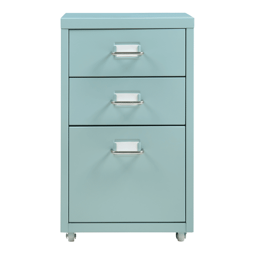 Armário de arquivo móvel Kökar com 3 gavetas aço 48x28x41 cm Verde en.casa
