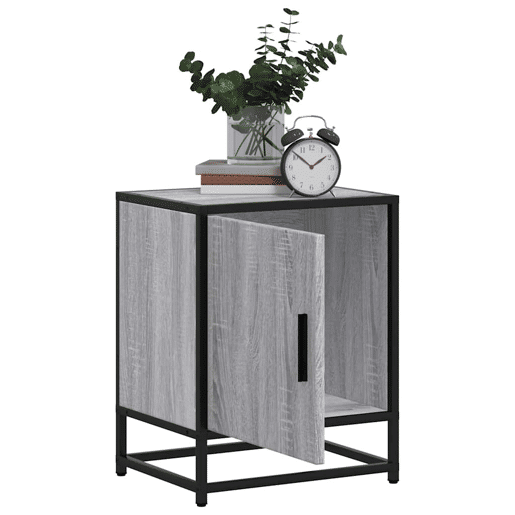 Mesa De Cabeceira - Mesinha De Cabeceira sonoma 40x31x50 cm madeira e metal cinzento