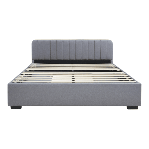 Cama estofada Nofrenna com 4 gavetas MDF + colchão 140x200 cm Cinzento en.casa