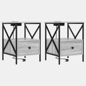 Mesa De Cabeceira - Mesinha De Cabeceira Sonoma cinzento 41.5 x 40.5 x 55 cm