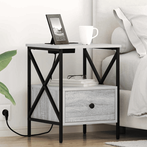 Mesa De Cabeceira - Mesinha De Cabeceira Sonoma cinzento 41.5 x 40.5 x 55 cm