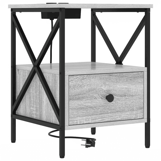 Mesa De Cabeceira - Mesinha De Cabeceira Sonoma cinzento 41.5 x 40.5 x 55 cm