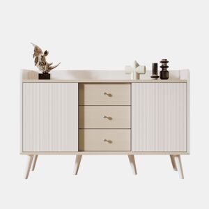 aparador 117,5 cm - Com três gavetas, elegante vetado, para quarto e sala - Branco