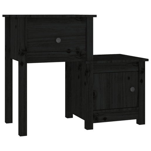 Mesa De Cabeceira - Mesinha De Cabeceira 79,5x38x65,5 cm madeira pinho maciça preto Mesa De Cabeceira - Mesinha De Cabeceira 79,5x38x65,5 cm madeira pinho maciça preto